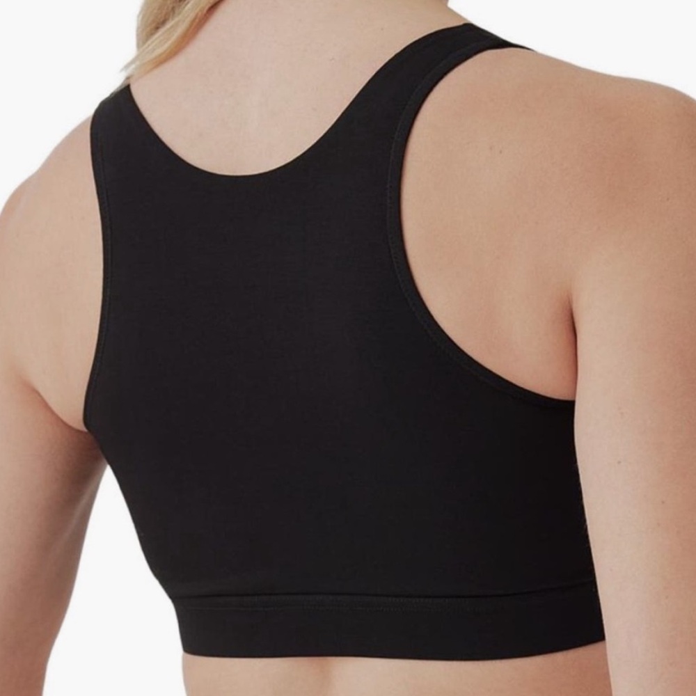Pact Organic Black Maternity Nursing Front Crossover Stretch Bralette Size Small - Picture 3 of 9